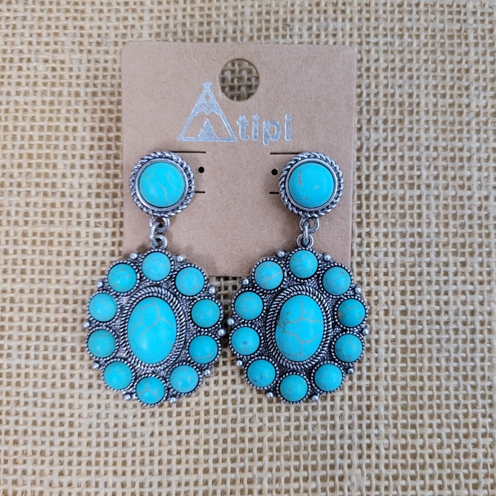 Turquoise Amarillo Beaded Western Earrings